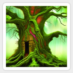 Tree House Portrait, greenery Outside, Cute Nature Sticker